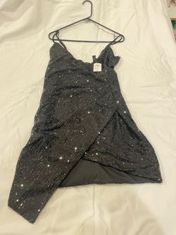 Windsor brand sequined asymmetrical black dress