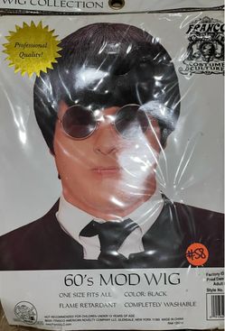 New  Franco Costume Culture Professional Quality  Black 60’s MOD WIG