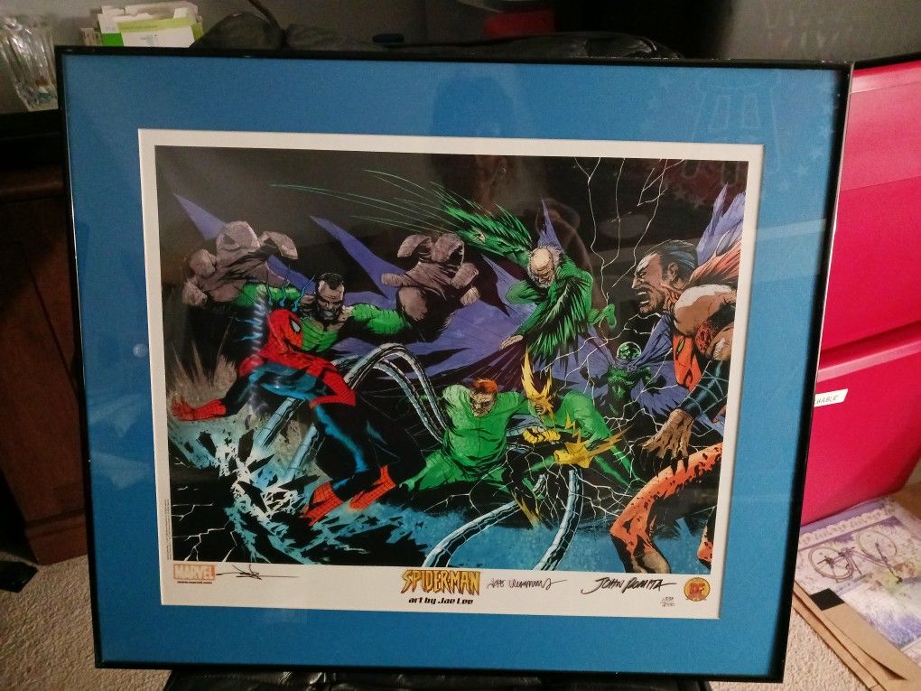 Spiderman Vs Sinister Six Signed Lithograph