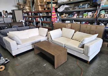 2 pc new cream corduroy couch