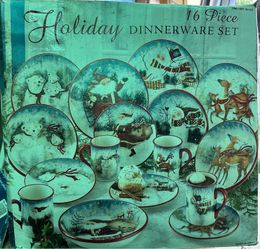 Hand painted holiday dining set