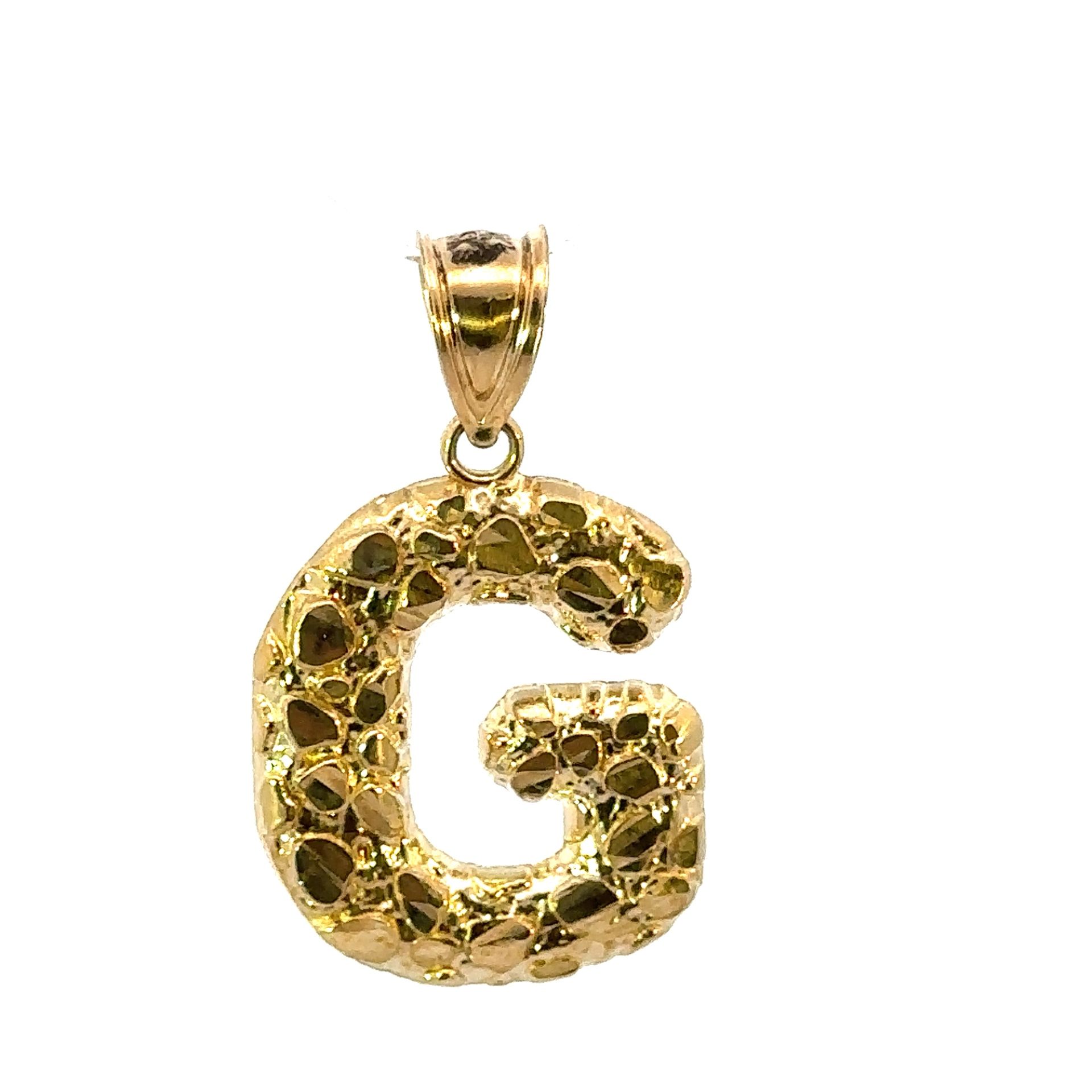 Men’s Woman’s 10k Yellow Gold Initial G Gold Nugget Charm Pendant For Necklace GP3123285