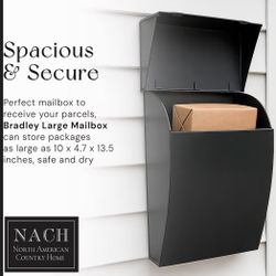 Black Mailbox Wall Mount, 4.8 x 10 x 13 inch Wall Mounted 