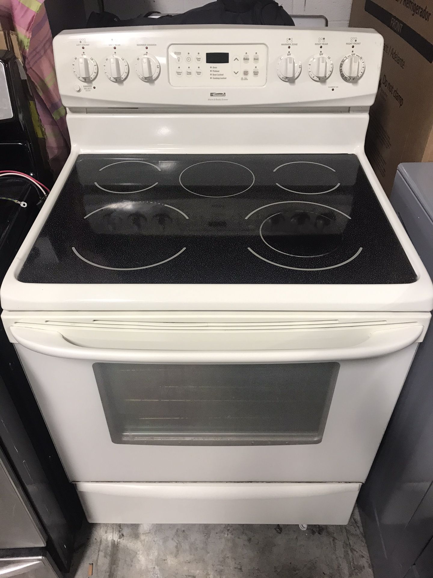 USED OFF WHITE KENMORE FLAT TOP STOVE