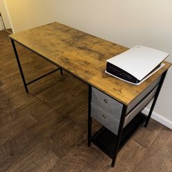 Rustic Wood Desk with Storage Drawers – Like New!