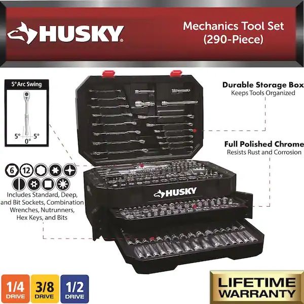 NEW Husky Mechanics Tool Set (290-Piece)