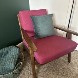 Set Of MCM Arm Chairs Walnut Pink