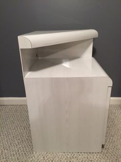 Custom white formica end table