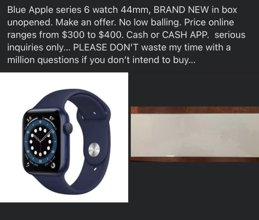 Apple Series 6 (44mm) Blue Watch And Fitbits