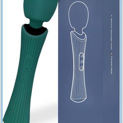 Handheld Cordless Waterproof Rechargeable Massager - 12 Modes 3 Speeds, Quiet Function & Soft Silicone for Neck, Shoulder, Back Pain Relief(Green)