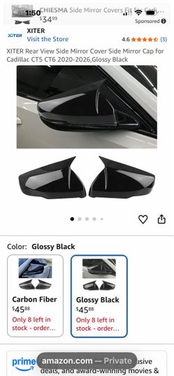 Glossy Black Side Mirror Covers for Cadillac CT5 CT6