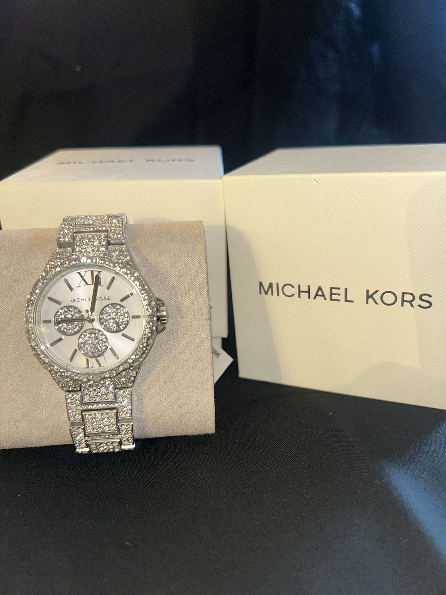 MK  Oversized Camille Pavé Silver-Tone Watch