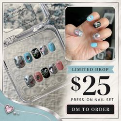Press-On Nail Set with 3D Charms