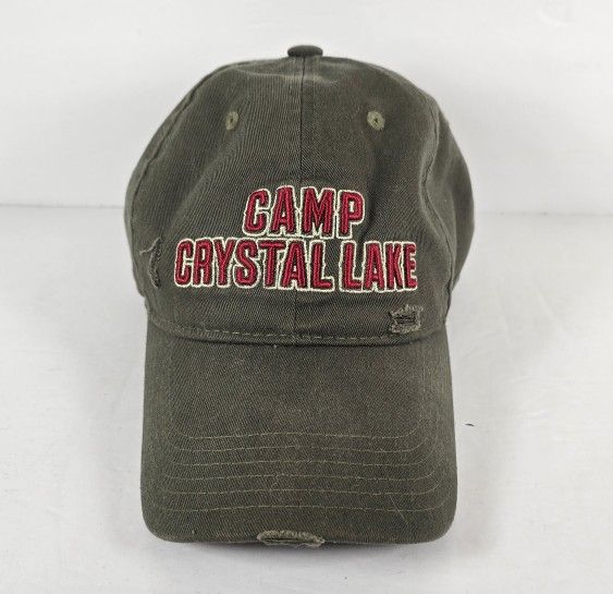 Friday The 13th Camp Crystal Lake Distressed Hat Adjustable Frayed Horror Green
