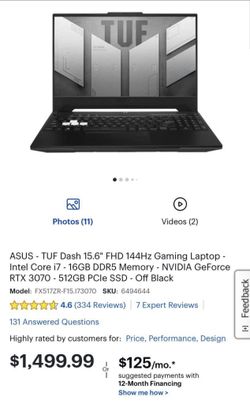 ASUS - TUF 15.6 Gaming Laptop - Intel Core i7 with 16GB Memory