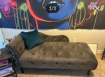 Velvet gray chase lounger