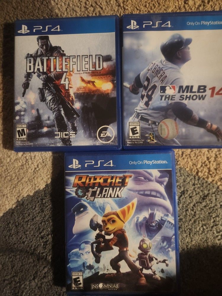3 Ps4 Games - Battlefield 4, Rachet & Clank, and MLB 14
