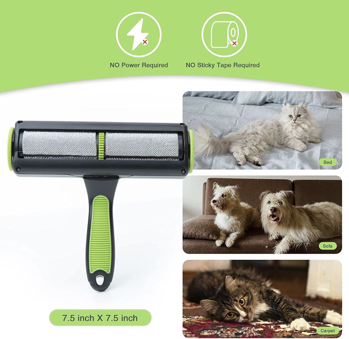 Pet Hair Remover for Couch, Reusable Dog Cat Hair Remover Roller Brush for Clothes, Bedding, Non-Slip Handle Grip for Comfort Remove Experience
