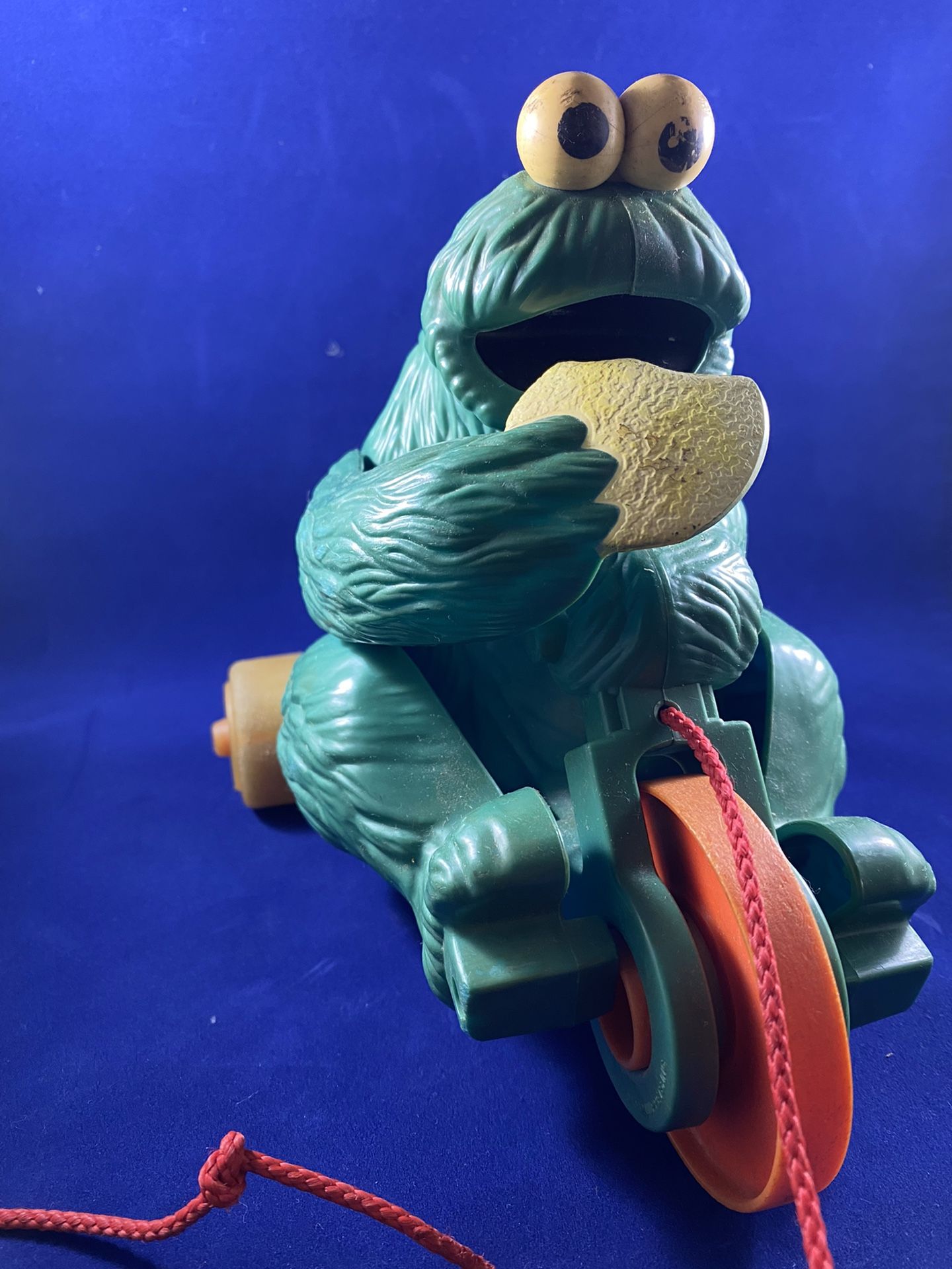 Vintage Hasboro Green Cookie Monster Pull Toy