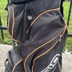 OGIO Uniter 15-Way divider Club Management System Cart Golf Bag Gray Orange