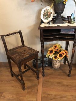 Antique telephone table and small chair
