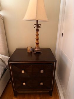 Pair of brown wood nightstands