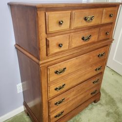 Wooden 4 Drawer Tallboy Dresser with Brass Handles