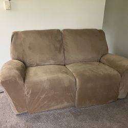 Comfortable, Beige Reclining Loveseat