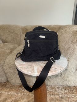 Baggallini Black Nylon Multi-Pocket Travel Crossbody Bag & Tote with Grab Handle