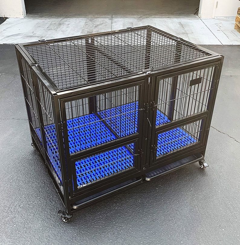 $165 (New in box) Folding heavy duty dog cage 41x31x34” double
