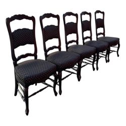 NY: Set of 5 Custom Upholstered French Provincial Dining Chairs