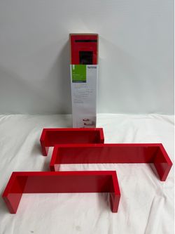 3 Piece Red Wall Shelves (x2 sets)