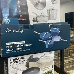 Caraway 12 Piece Cookware Non Stick Set & Cabinet Organizer 