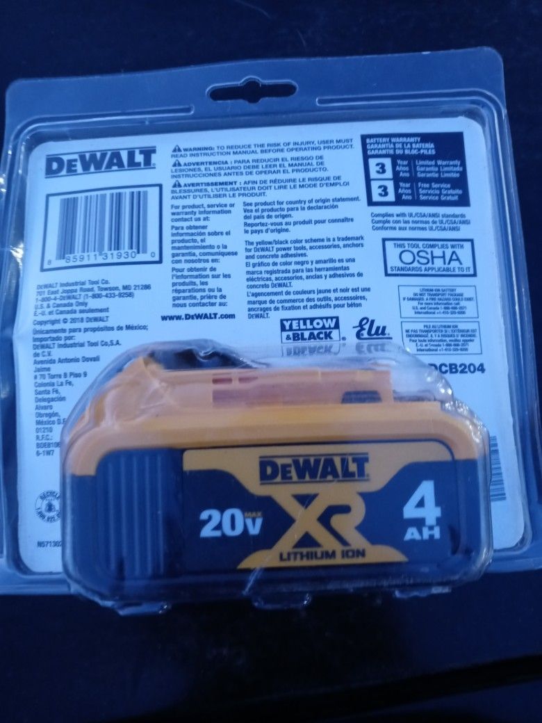 DeWalt 4 AH XR 20 Volt Battery