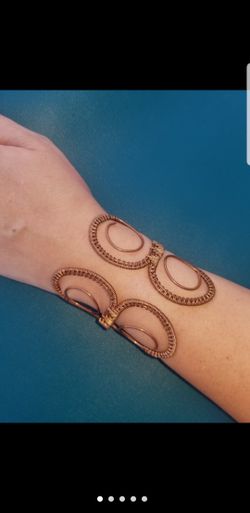 Handmade copper wire weave cuff bracelet