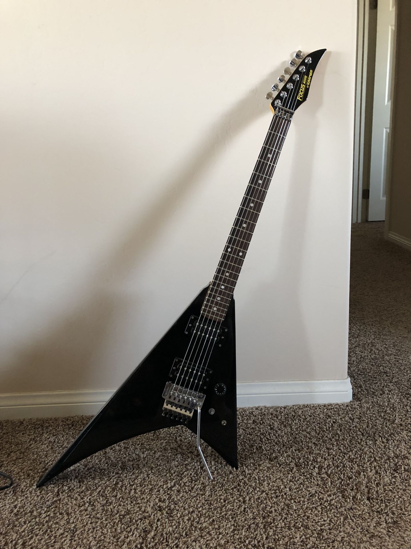 1980s Kramer Focus 4000 Flying V Electric Guitar Floyd Rose