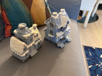 2 Snow-Covered Fantasy Village House Miniatures – Set of 2