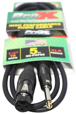 ProX XC-PXF05 Unbalanced 1/4" TS-M to XLR-F Audio Cable - 5 FT