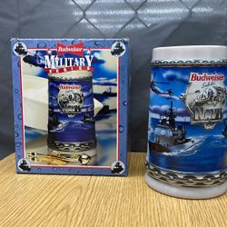 Budweiser Navy Mug. Item No 415 (Shopgoodwill)
