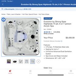 Evolution By Strong Spas Highlands 75 Jet, 6 Or 7 Person With One Lounger Seat