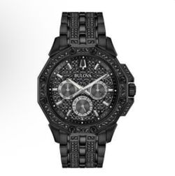 Bulova Octava Crystal Watch 98C134 - Black lon-Plated Stainless Steel