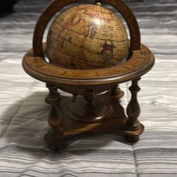 Vintage Old World Italian Mini Zodiac Desk Globe on Wooden Stand