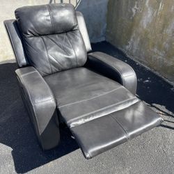 Black Real Leather Manual Recliner Chair