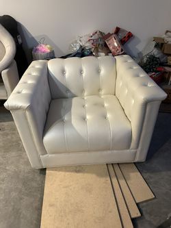 White Sofa With Ottoman