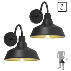 12.4" Barn Light Outdoor Lighting Wall Mount, Farmhouse Outdoor Wall Sconce Vintage Dome Gooseneck Barn Light for Porch Garage Patio, Waterproof Rustp