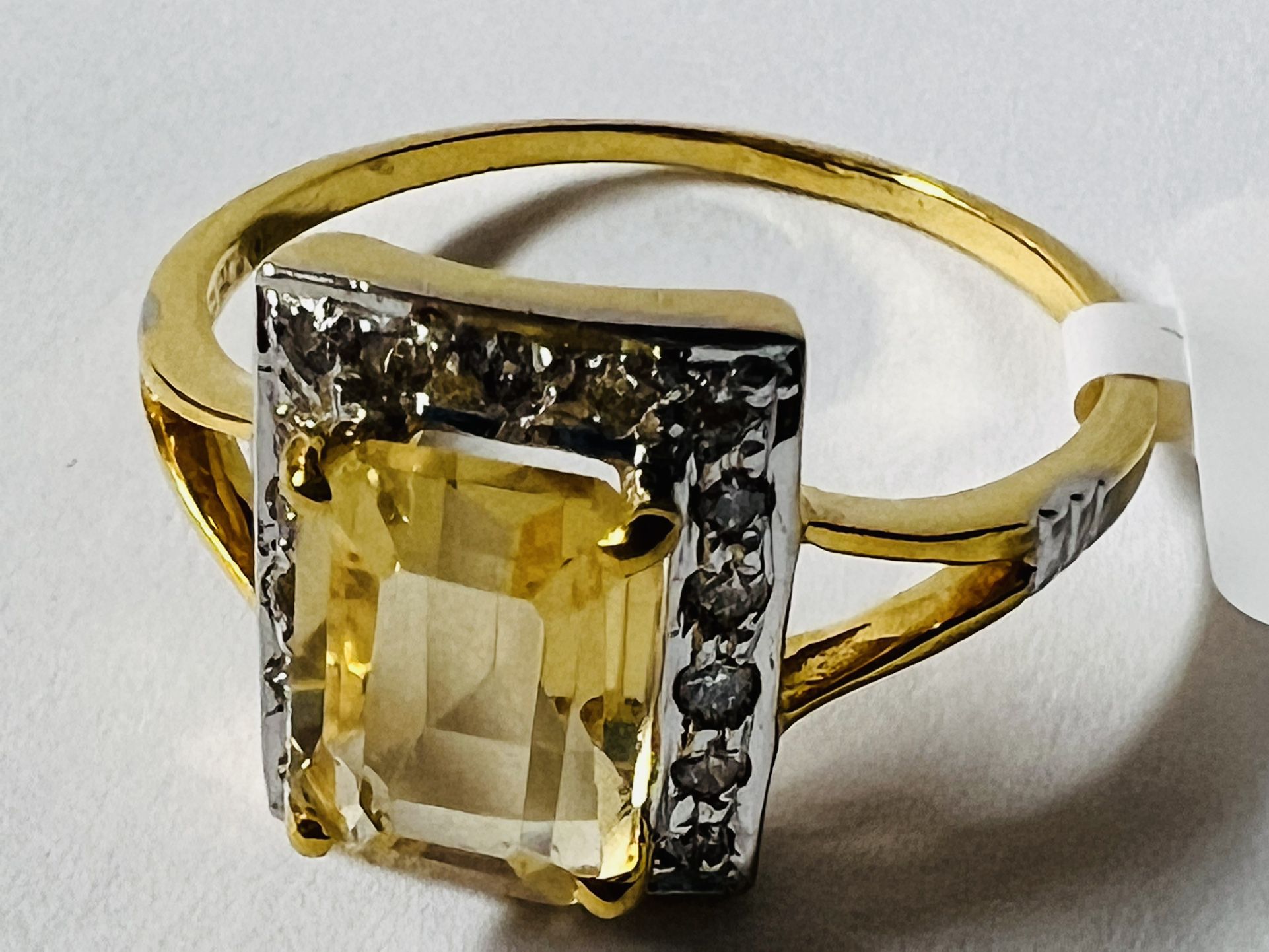 Natural DIAMONDS+CITRINE 0.25ct 14kt Solid Yellow Gold Ring Size 7# wedding