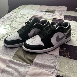 Nike Jordan 1 Low in the "Black/Particle Grey/White" colorway.  No box