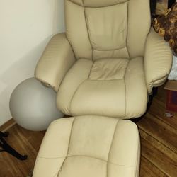 Belnick Leather Reclining Armchair with Ottoman