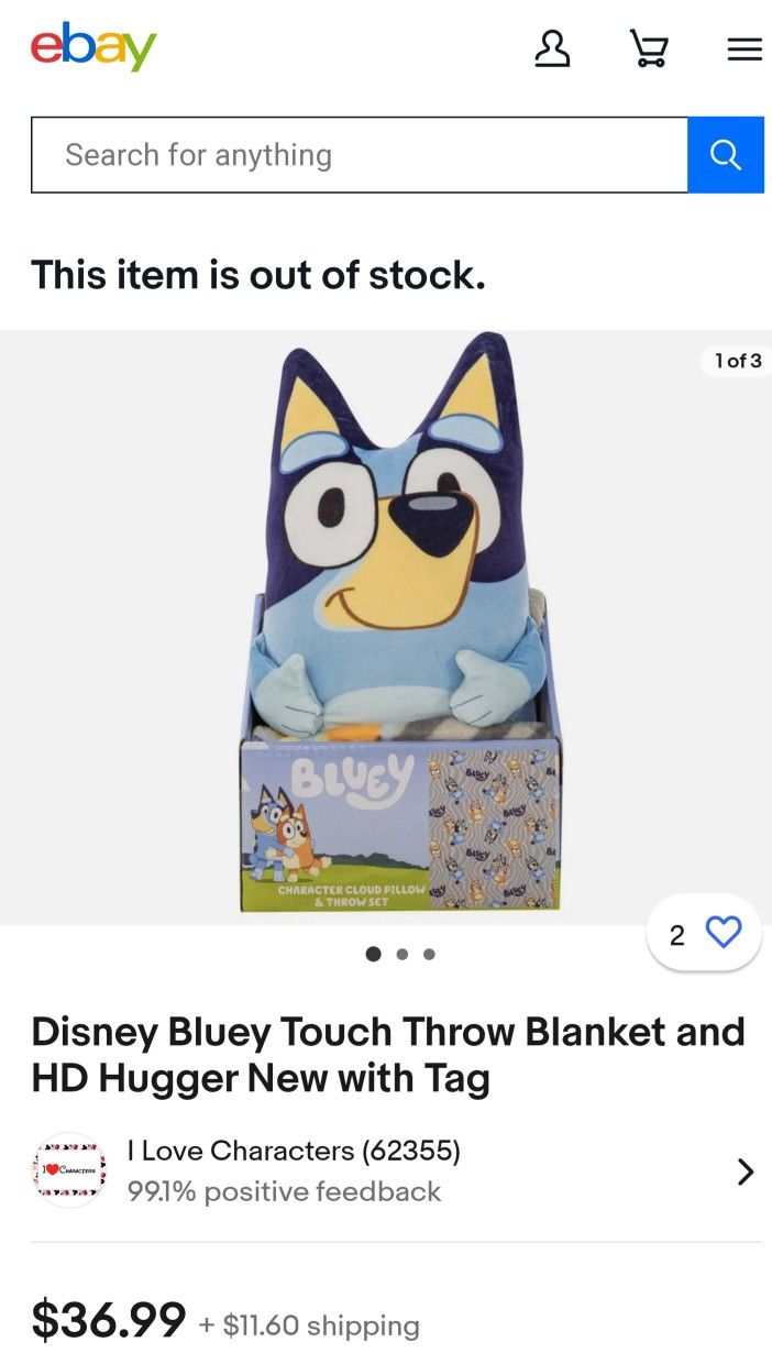 Extremely Collectible! Disney Bluey Touch Throw Blanket and
HD Hugger New with Tag. Discontinued.