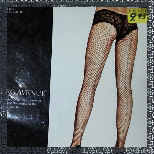 BLACK FISHNET HOSIERY W BUILT IN PANTIES